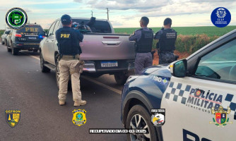 Hilux furtada foi recuperada pela polícia em Mato Grosso; motorista receberia R$ 1.000 para levar para o Pará