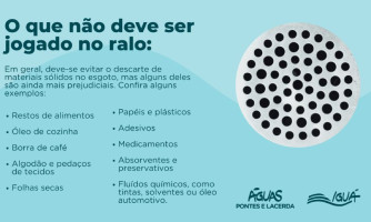 Águas Pontes e Lacerda alerta: O que não deve ser jogado no ralo