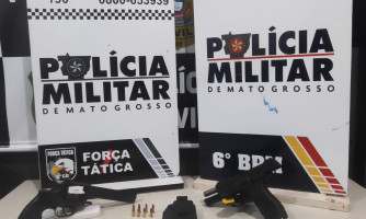 Força Tática prende casal com armas de fogo e munições durante festa em Cáceres