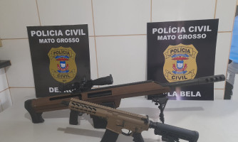 Polícia Civil apreende armas de grosso calibre e 124 pacotes de entorpecentes em área na fronteira