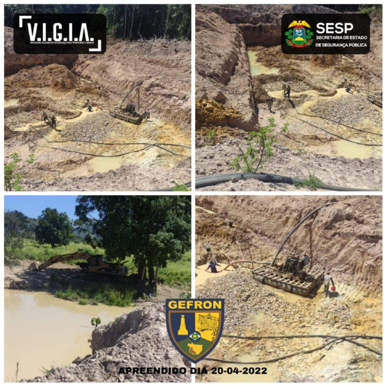Gefron e Polícia Ambiental fecha garimpo e prende seis (6) pessoas em Nova Lacerda