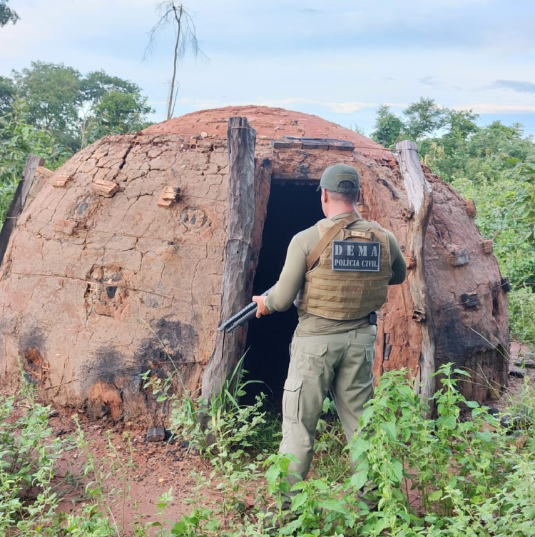 Polícia Civil fiscaliza produção ilegal de carvão em assentamento na Rodovia 070