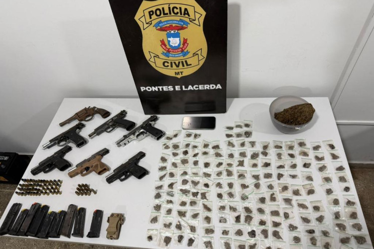 Polícia Civil prende dois suspeitos e apreende sete armas de fogo em Nova Lacerda