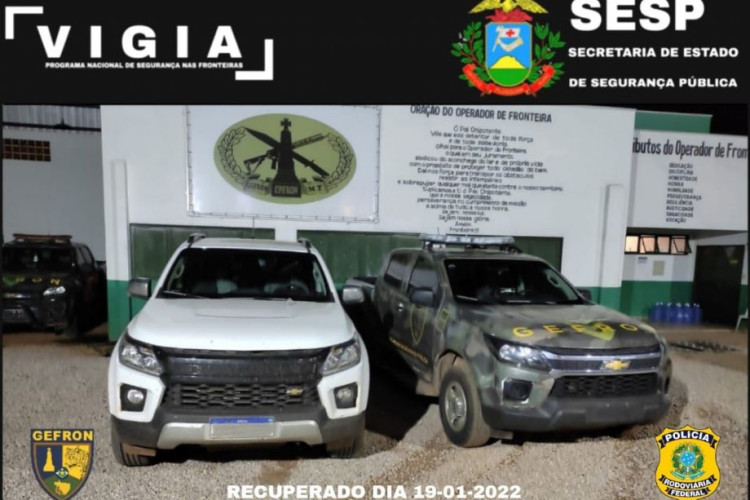 Caminhonete roubada que seria levada para Pontes e Lacerda é recuperada pelo Gefron; bandidos afirmaram que receberiam R$ 5.000 pelo transporte