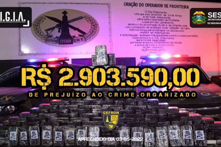 Droga avaliada em mais de R$ 2.900.000,00 milhões é apreendida pela Gefron na Fronteira; veja o vídeo