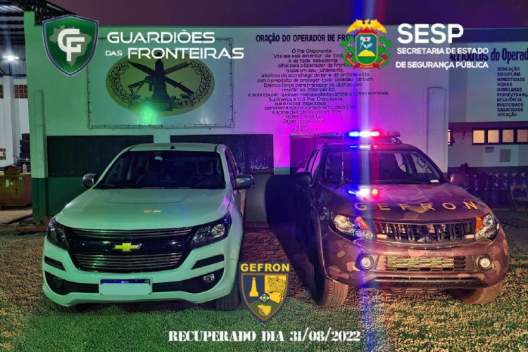 ?Fronteira Forte: Caminhonete roubada que seria levada para Bolívia é recuperada pelo Gefron