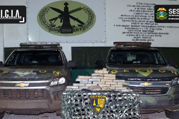 Gefron apreende carga de 32 kg de cocaína em região de fronteira de MT com a Bolívia
