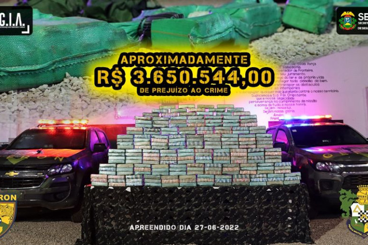 GEFRON: Pasta base de cocaína avaliada em mais de R$ 3.650.OOO,OO é apreendida na fronteira Brasil/Bolívia