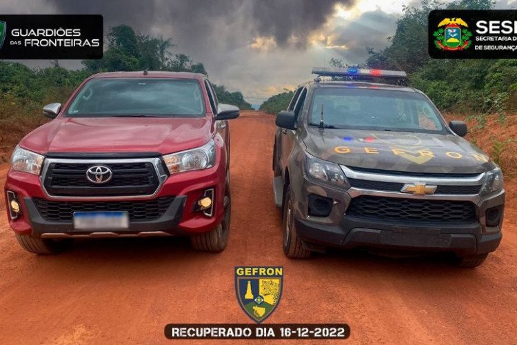 Gefron recupera caminhonete roubada; condutor confessa que pegou o veiculo em Pontes e Lacerda e receberia R$ 1.000 para levar ao país vizinho