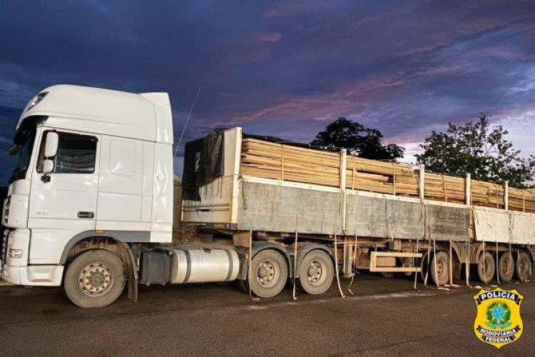 Madeira transportada de forma irregular é apreendida pela PRF em Pontes e Lacerda/MT