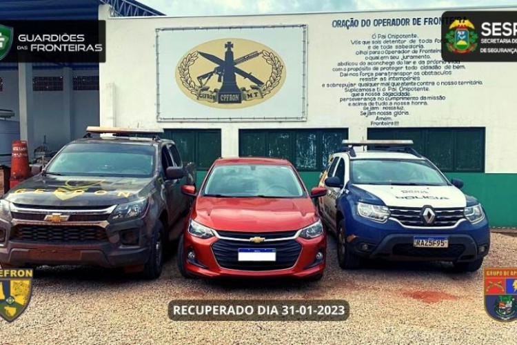 Ônix roubado na capital é recuperado pelo Gefron na Fronteira