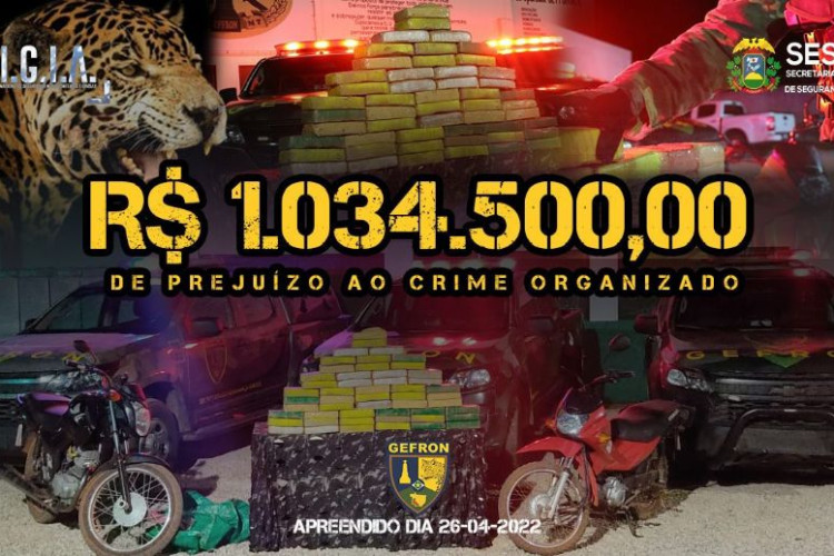 Quadrilha é presa com carga de cocaína avaliada em R$ 1,34 milhão em Porto Esperidião